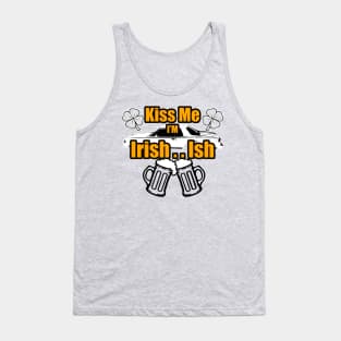 KIss Me Im Irish Ish Caprice Coupe Lucky Clover Beer Mugs Tank Top